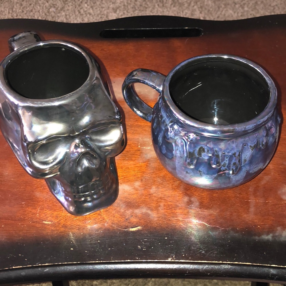 World Market Set of Two Halloween Mugs in Skull & Cauldron (cannot separate)